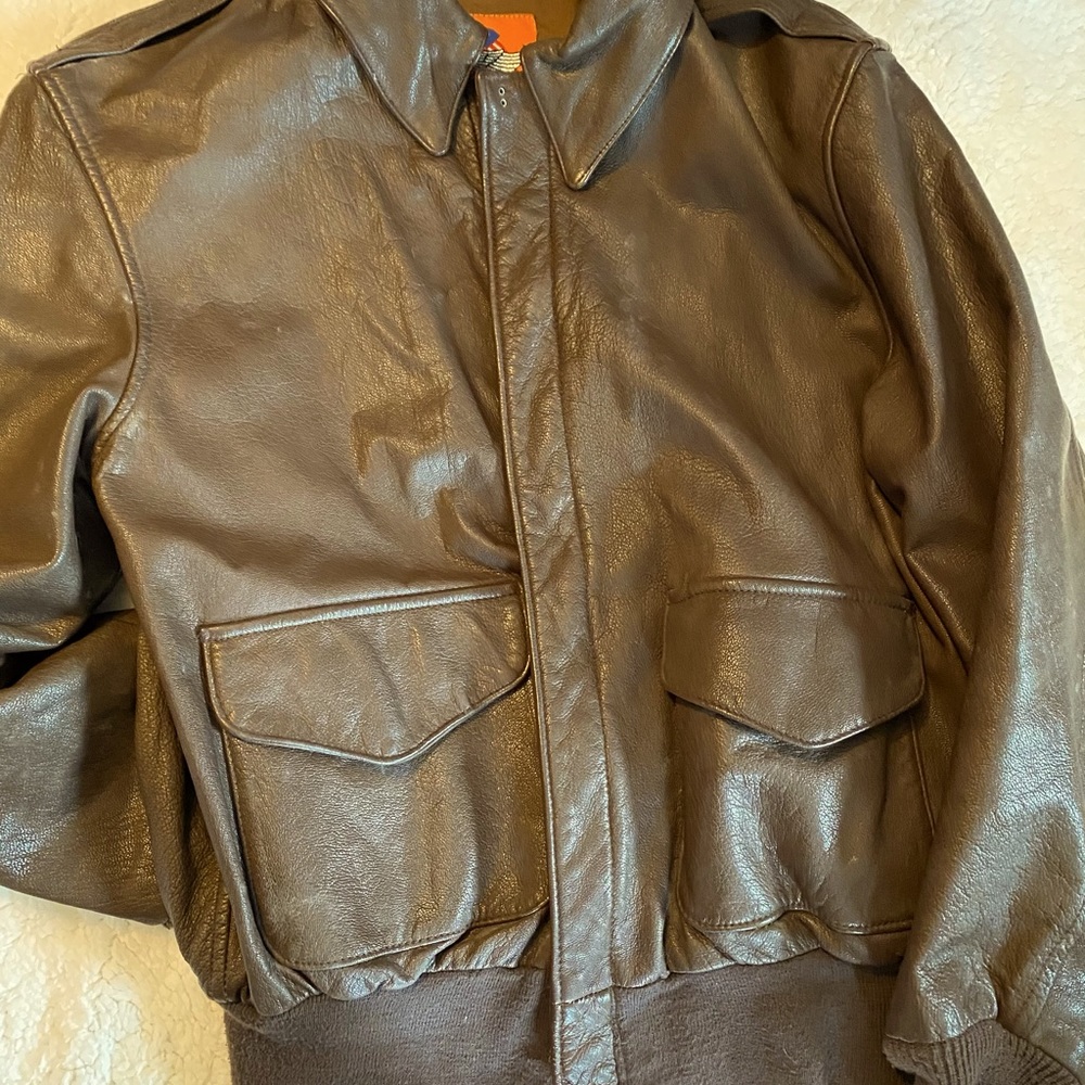 Leather bomber jacket
